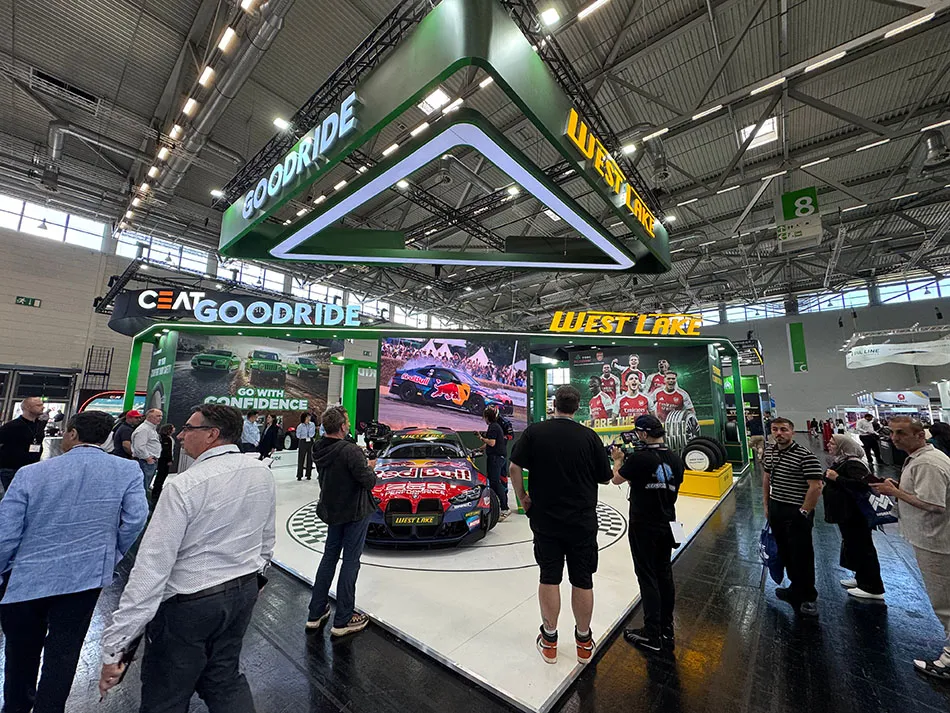 ZC Rubber's booth at The Tire Cologne 2026 featuring Westlake and Goodride brands. (Photo: ZC Rubber)