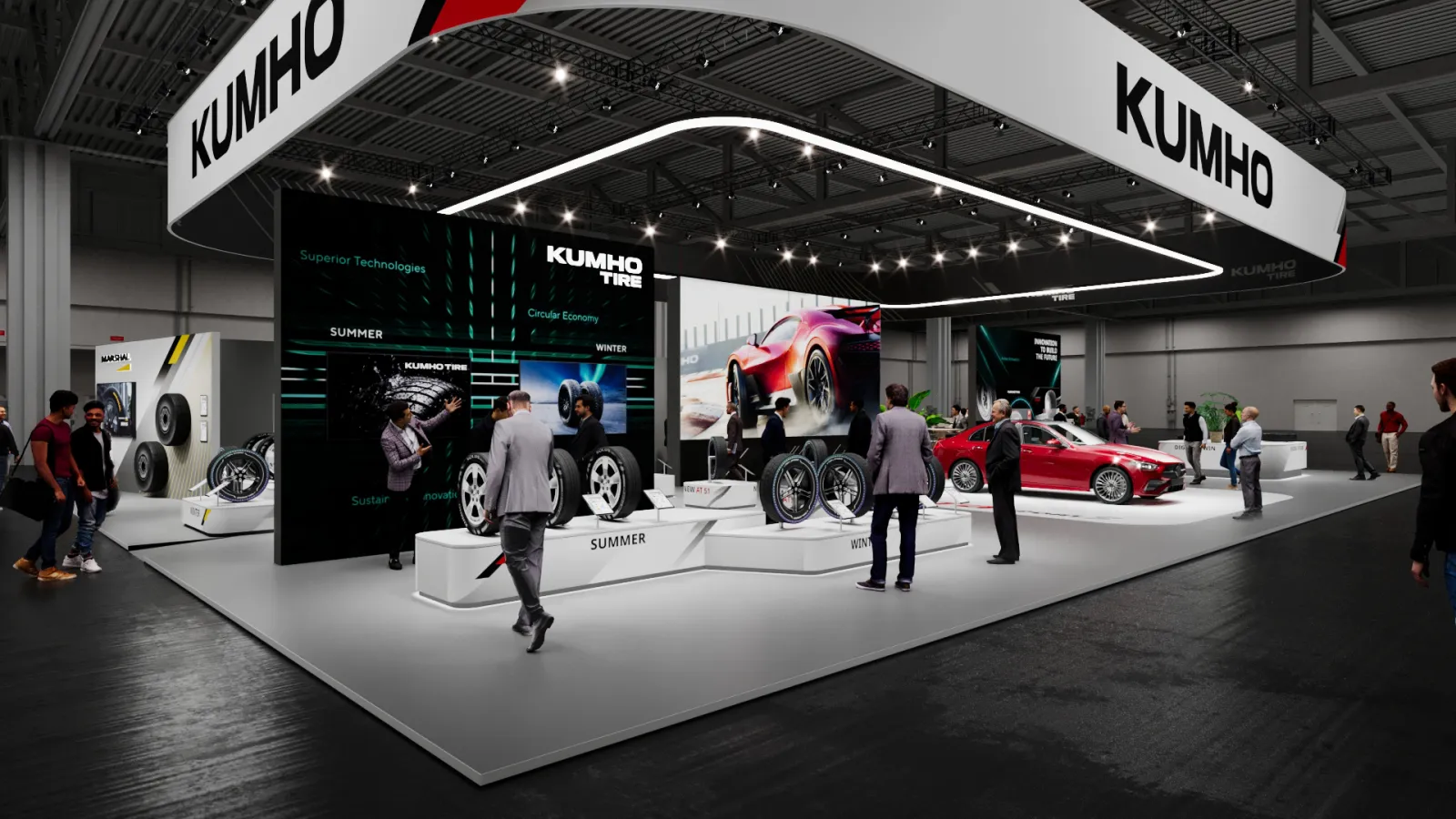 A rendering of Kumho Tire trade stand inside Koelnmesse for The Tire Cologne 2026. (Image: Kumho Tire)
