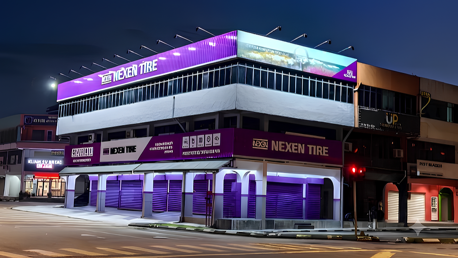Night view of a multi-storey Nexen Tire brand shop in Sri Petaling. (Photo: Nexen Tire Korea)